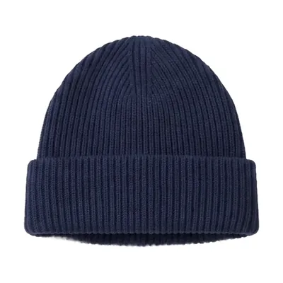 Ribbed knit beanie in navy