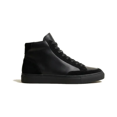 Black leather high-top sneaker